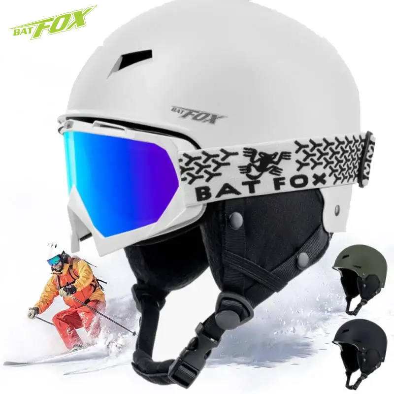 Capacete de esqui BATFOX meio coberto anti-impacto segurança neve esqui capacete protetor unissex patinação na neve