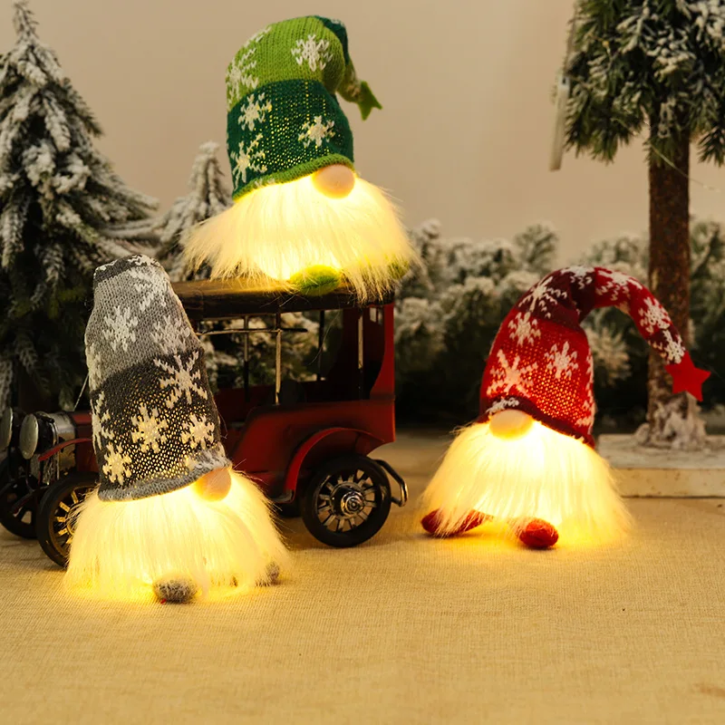 Gnome de Noël sans visage avec beurre, ornements lumineux, veilleuse, décorations de vacances à la maison, cadeau de nouvel an pour enfant, joyeux Noël