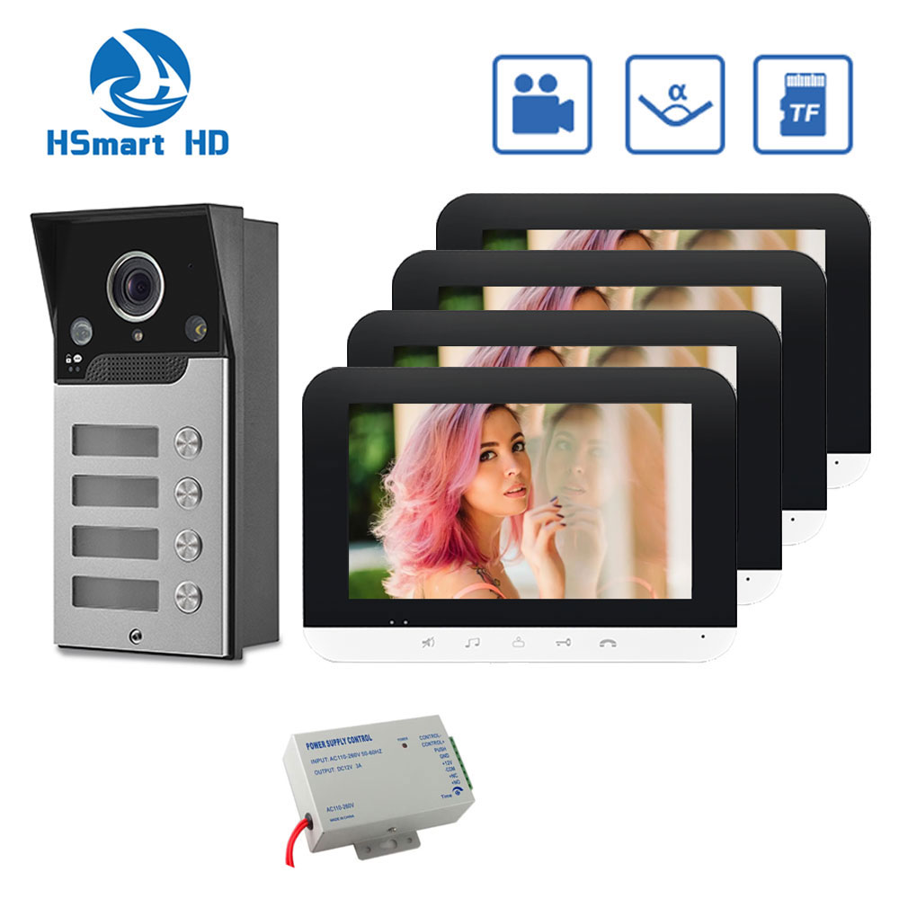 7 inch monitoren 2/3/4 appartement/familie video deurtelefoon intercomsysteem groothoek deurbel waterdichte HD camera toegangscontrole