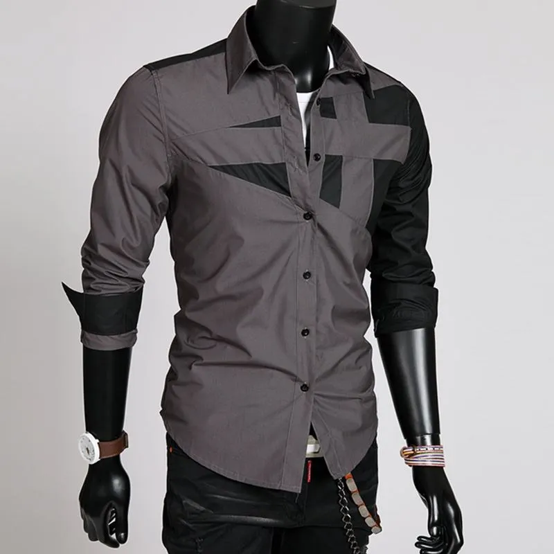 Sỉ 2021 Thời Trang Xuân Hè Công Sở Nam Không Đều Miếng Dán Cường Lực Camisa Masculina Mỏng Dài Tay Áo Sơ Mi