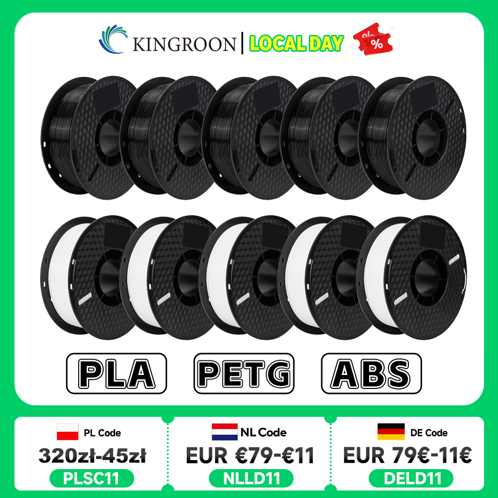 KINGROON 10KG PLA/ABS/PETG Filament 1.75mm noir blanc gris, vente en gros 10 rouleaux PLA ABS PETG plastique pour imprimante 3D