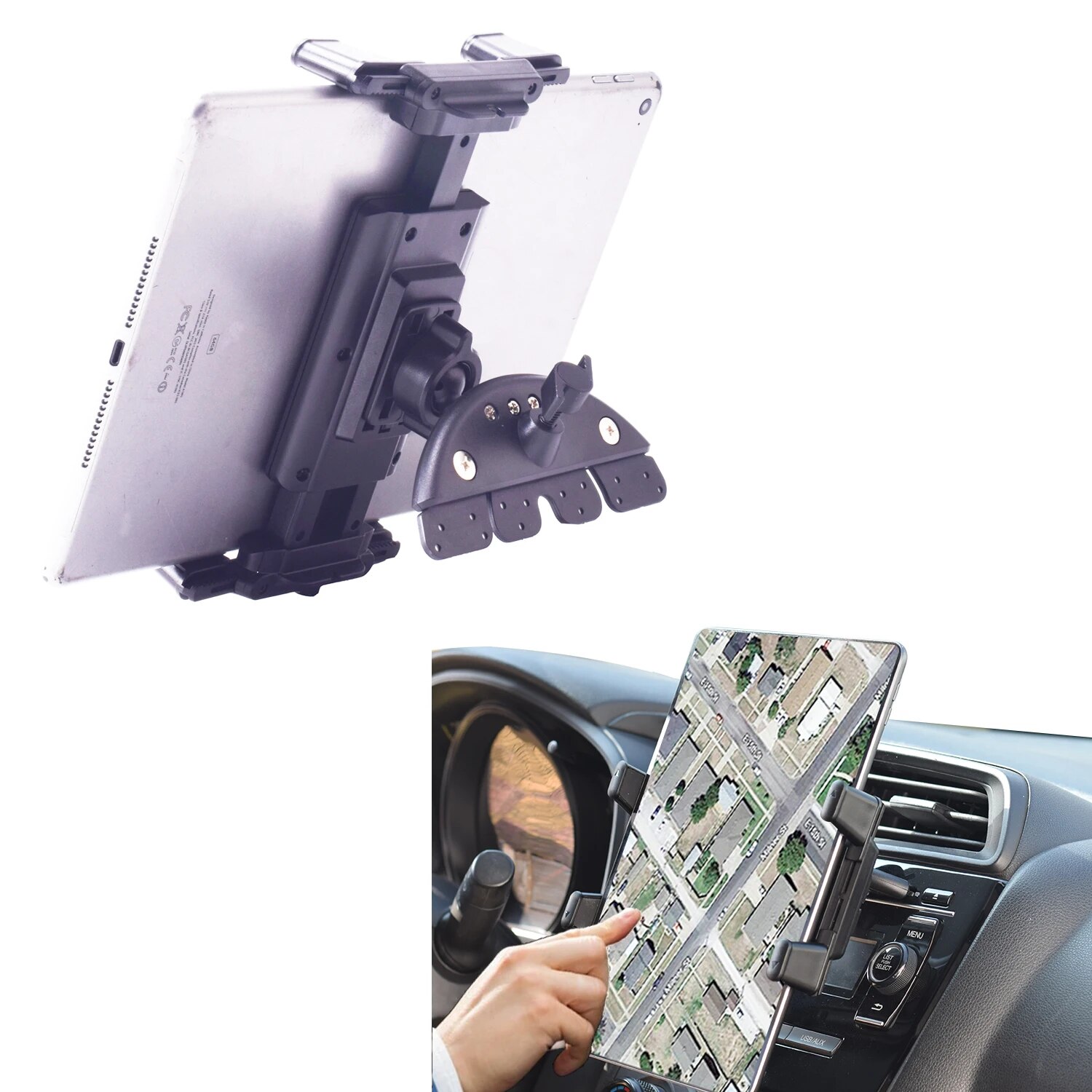 Support de voiture universel [2 en 1] Support de voiture à emplacement pour CD pour tablette de 7 à 12,4 pouces, support de téléphone portable pour lecteur CD pour smartphone 3,5-7 pouces