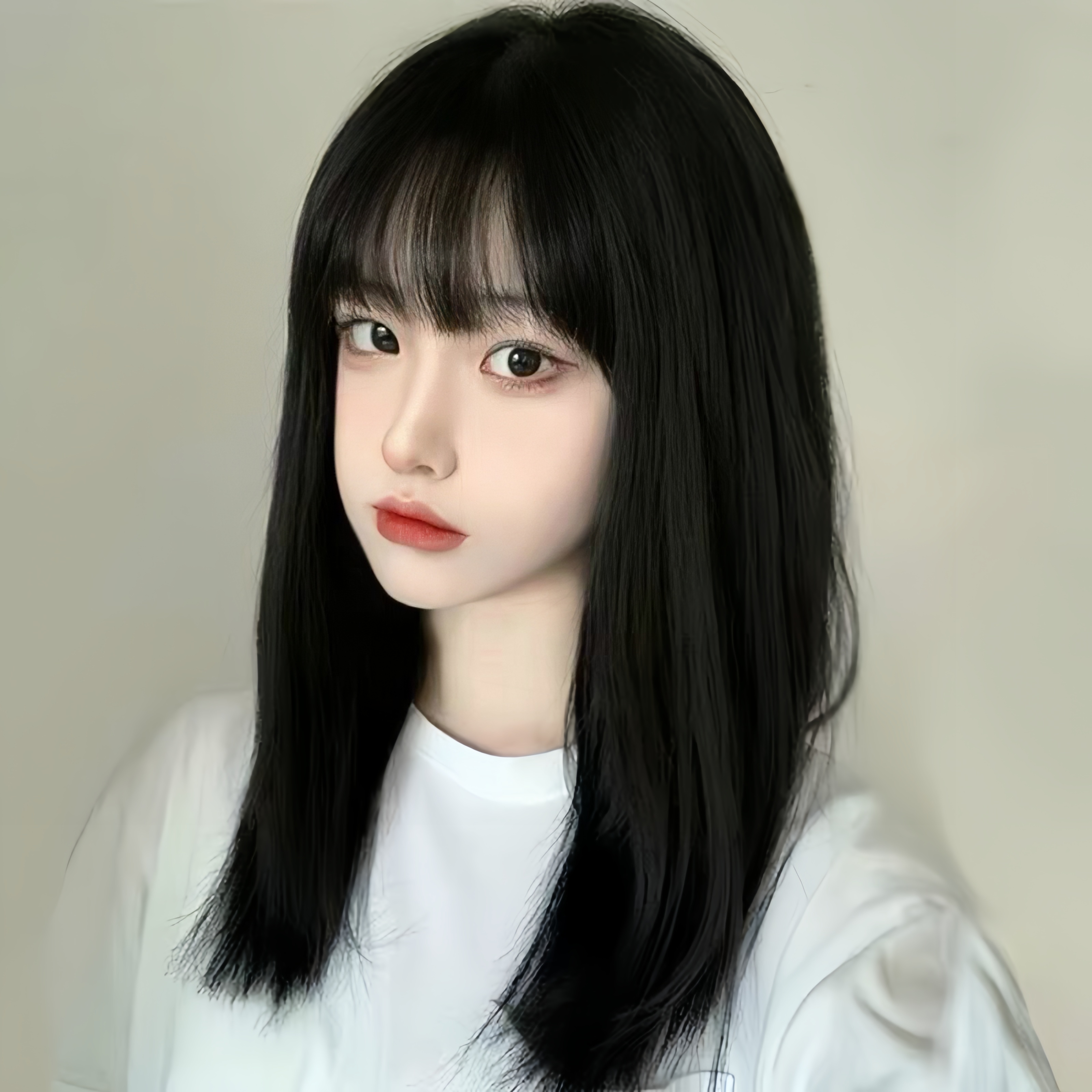 Fashion woman can Qi can oblique fringe repair face temperament in the long straight hair BOBO wig synthetic fiber wig