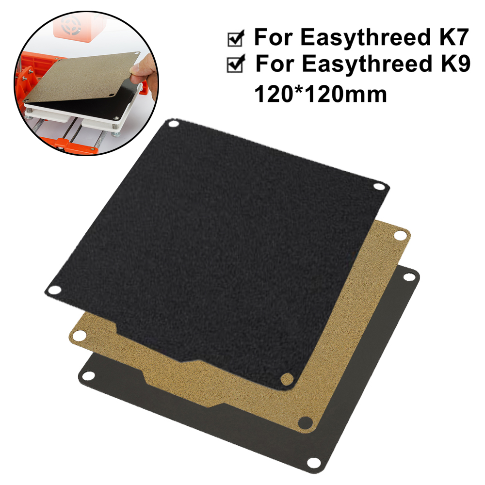 แผ่นพิมพ์ 3 มิติ สำหรับ Easythreed K7 K9 K10 K1 X1 ขนาด 120x120 มม. แบบสองด้าน พื้นผิว PEI แผ่นเหล็กสปริง พร้อมฐานแม่เหล็ก