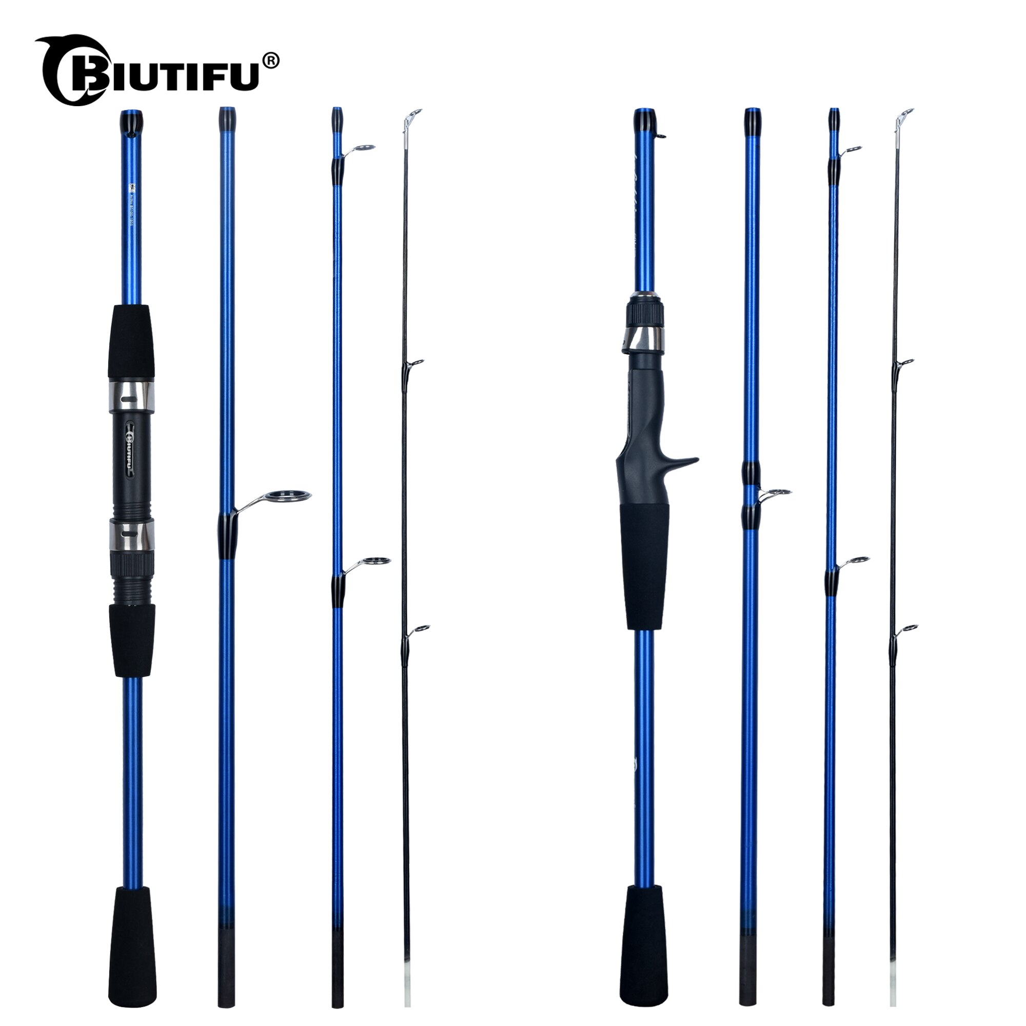 BIUTIFU Baitcasting Spinning Viagem Carbono 4/5 Seção Varas De Pesca Peso Fundição 5-20g Poder Ultraleve Isca Truta Mini Pólo