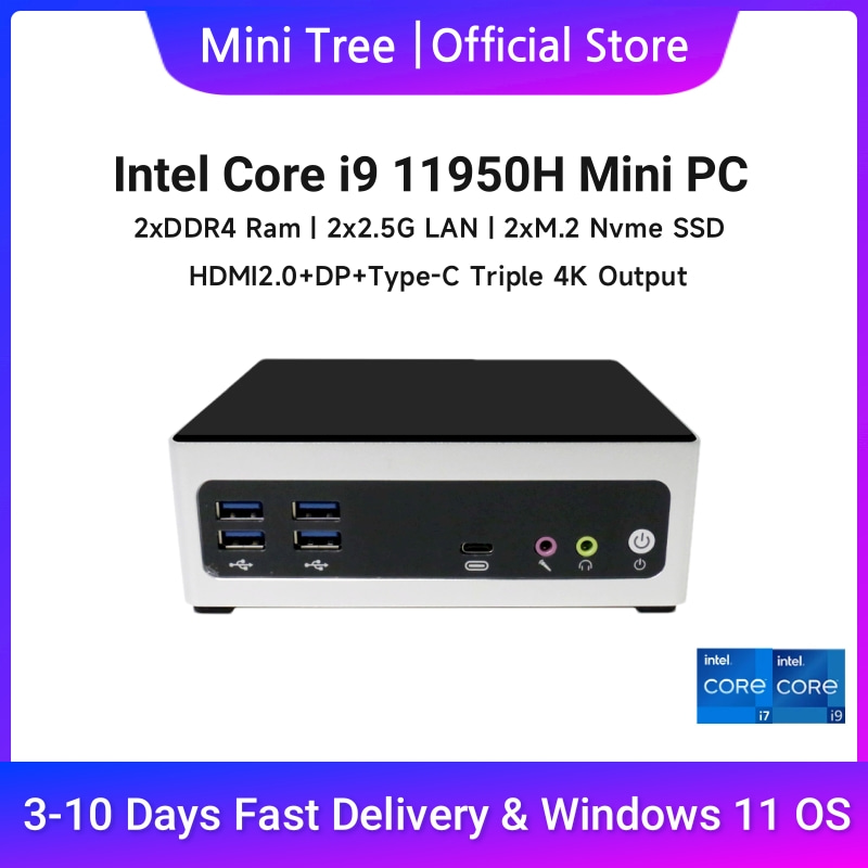 Intel NUC Mini PC Core i7 1195G7 i7 1165G7 Win10 Home Office Business Desktop Mini Computer Triple 4K Dual 2.5G Lan Mini Box PC