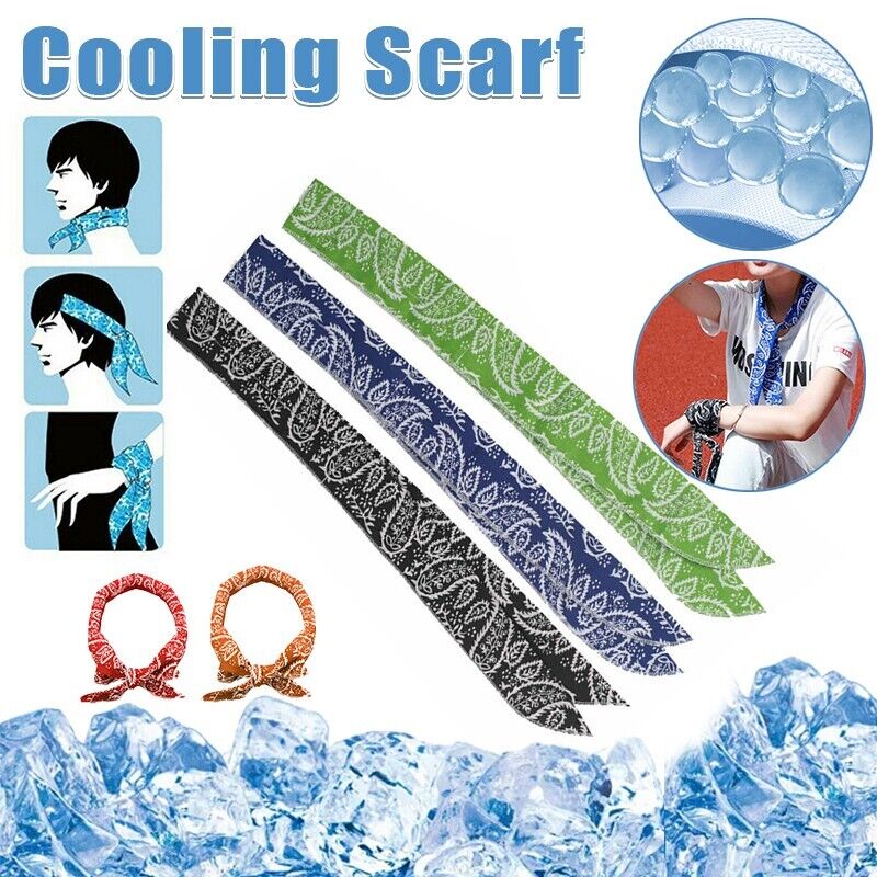 Ice Cooling Bandana para esporte ao ar livre, Headband legal, pescoço Cooler Scarf, envoltório do corpo, novo