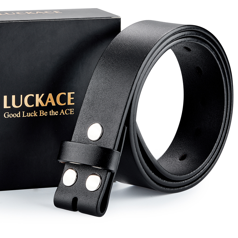 LUCKACE-Cinto De Couro Genuíno Com Botões De Pressão, Cinto Cinta Sem Fivela, Cinto Americano