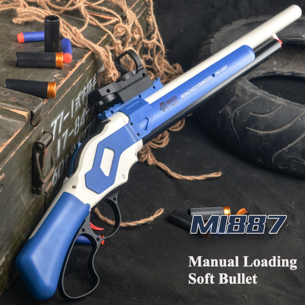 M1887 Winchester Zachte Kogel Pistool Speelgoed Shell Uitwerpen Gooien Pistool Blaster Plastic Handleiding Launcher Model voor Kinderen Volwassenen