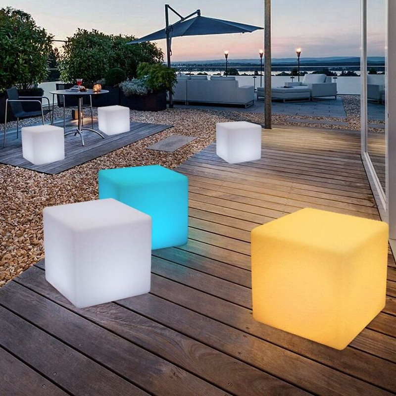 Decoração de atividade de festa ao ar livre led cubo luminoso fezes recarregável cadeira à prova dwaterproof água para dj bar casamento aniversário natal