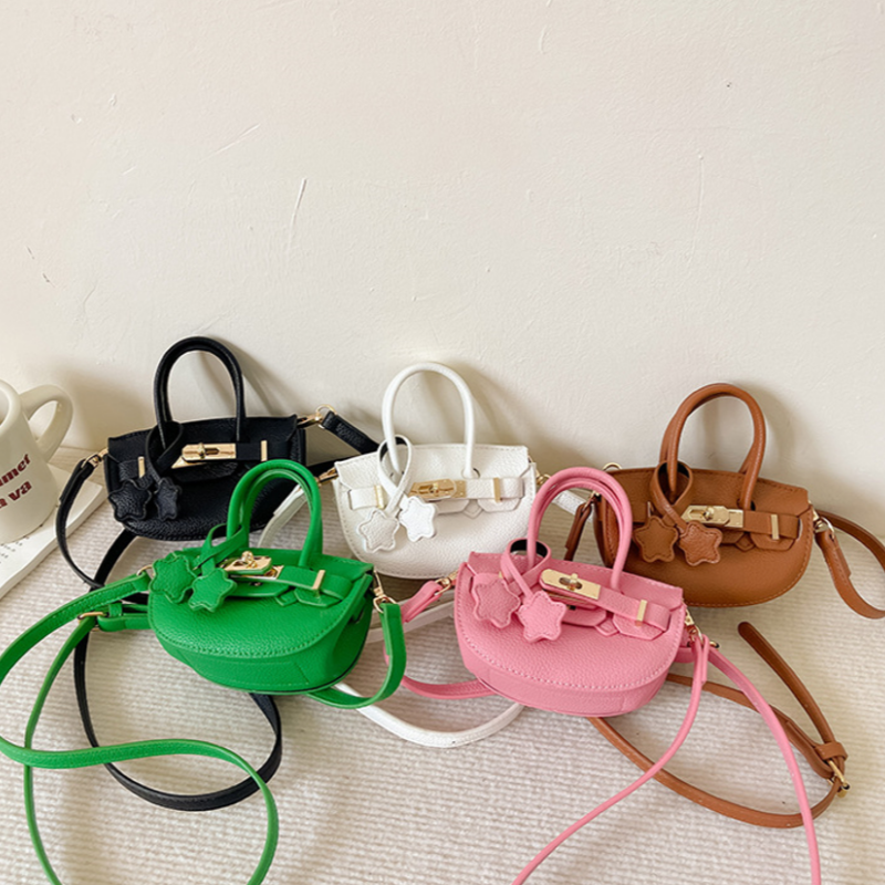 Bolso de moda para niña, mini bolso cruzado diagonal de un solo hombro de mano semicircular con estampado de lichi para niña