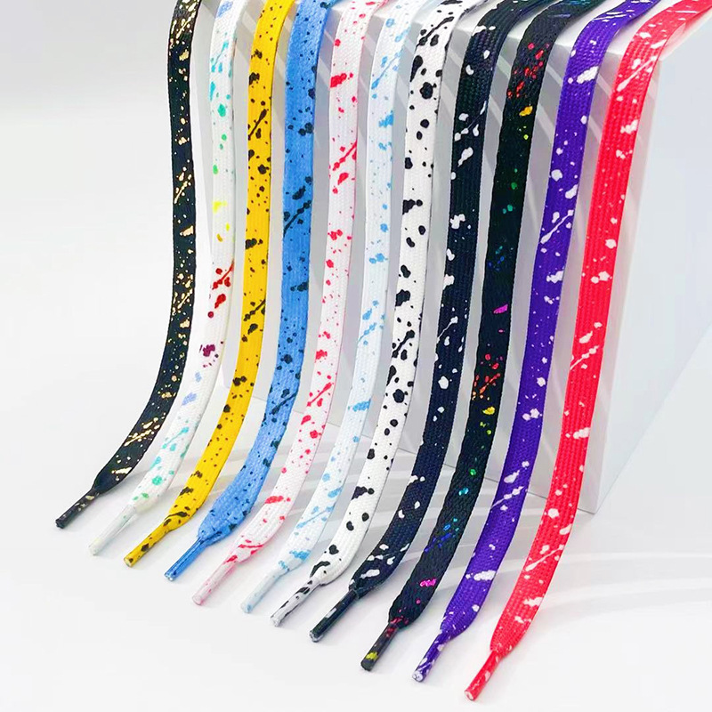 Regenbogen-Schnürsenkel für Turnschuhe, hochwertige Stofftinte, Splatter-Schnürsenkel, modische 0,8 cm flache AF1-Schnürsenkel für Schuhe, 100/120/140/160 cm