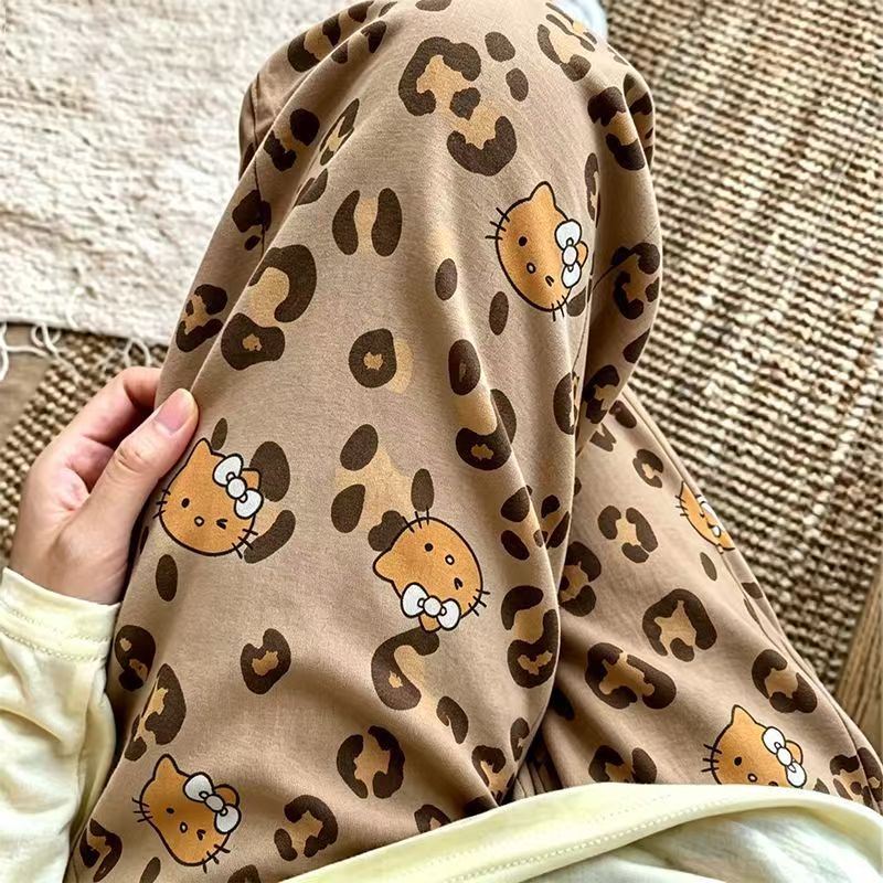 Летние женские брюки Kawaii HelloKitty, один размер, легкие, приятные для кожи и комфортные, незаменимые для домашнего использования летом.