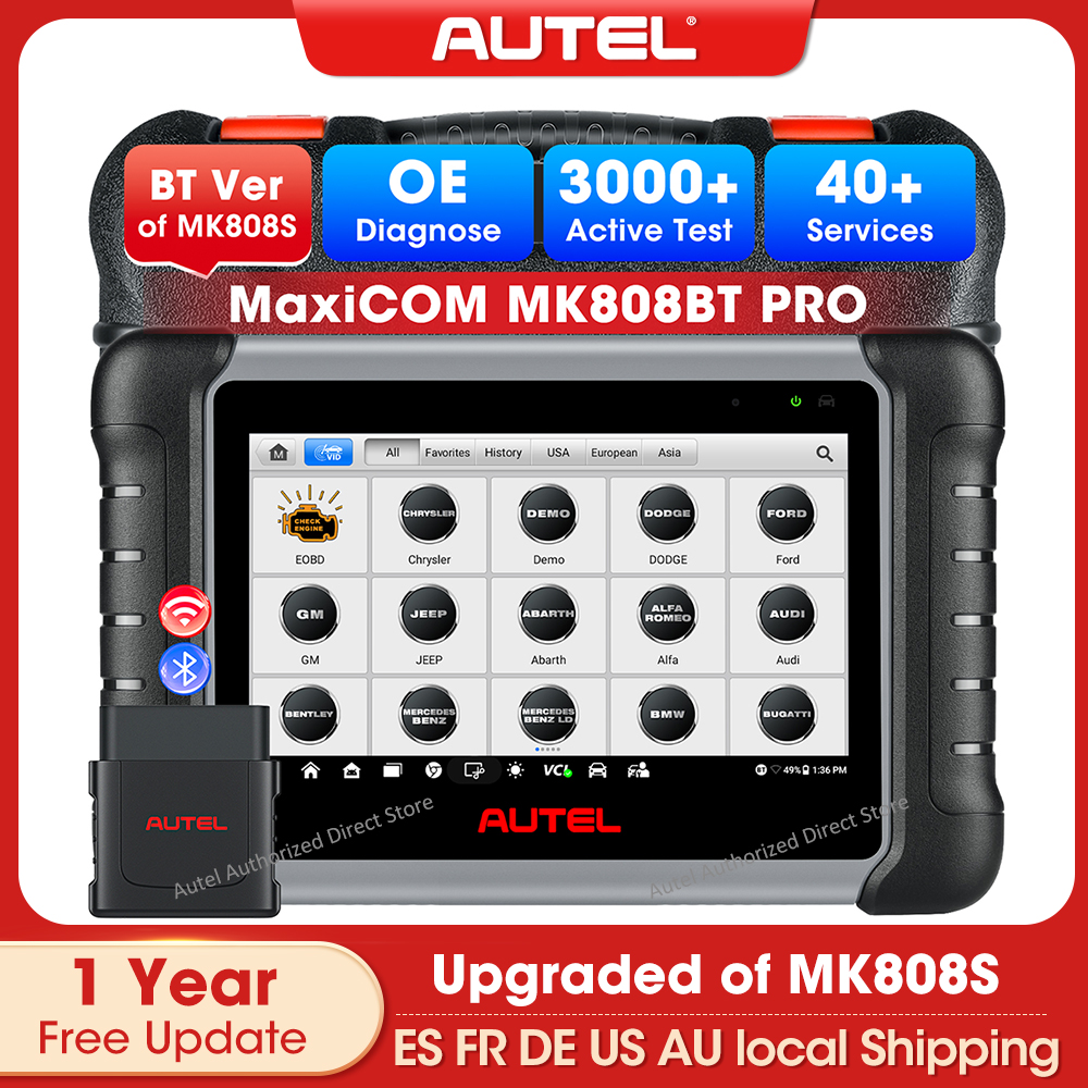 Autel Scannner MK808BT Pro outil de Diagnostic automobile lecteur de Code de Scanner bidirectionnel 40 + Service amélioré de MK808S MX808