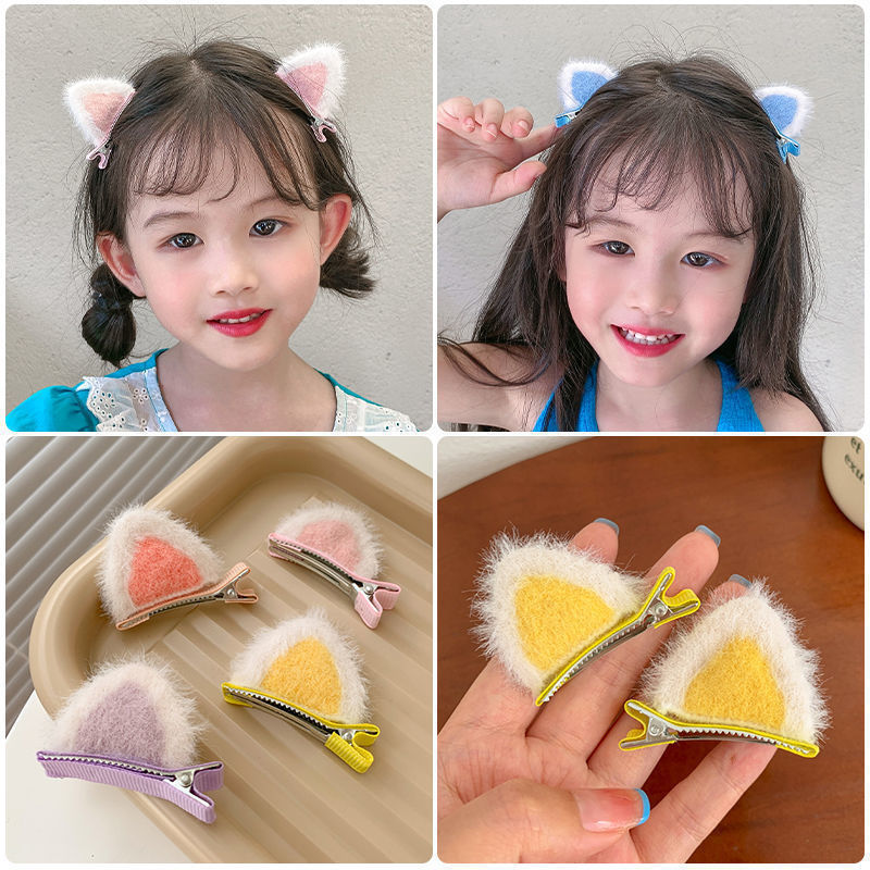 2PCS Neue Plüsch Katze Ohren Haarnadeln Mädchen Haar Clips Haar Zubehör Frauen Süße Nette Barrettes Kinder Mode Headwear Ornamente