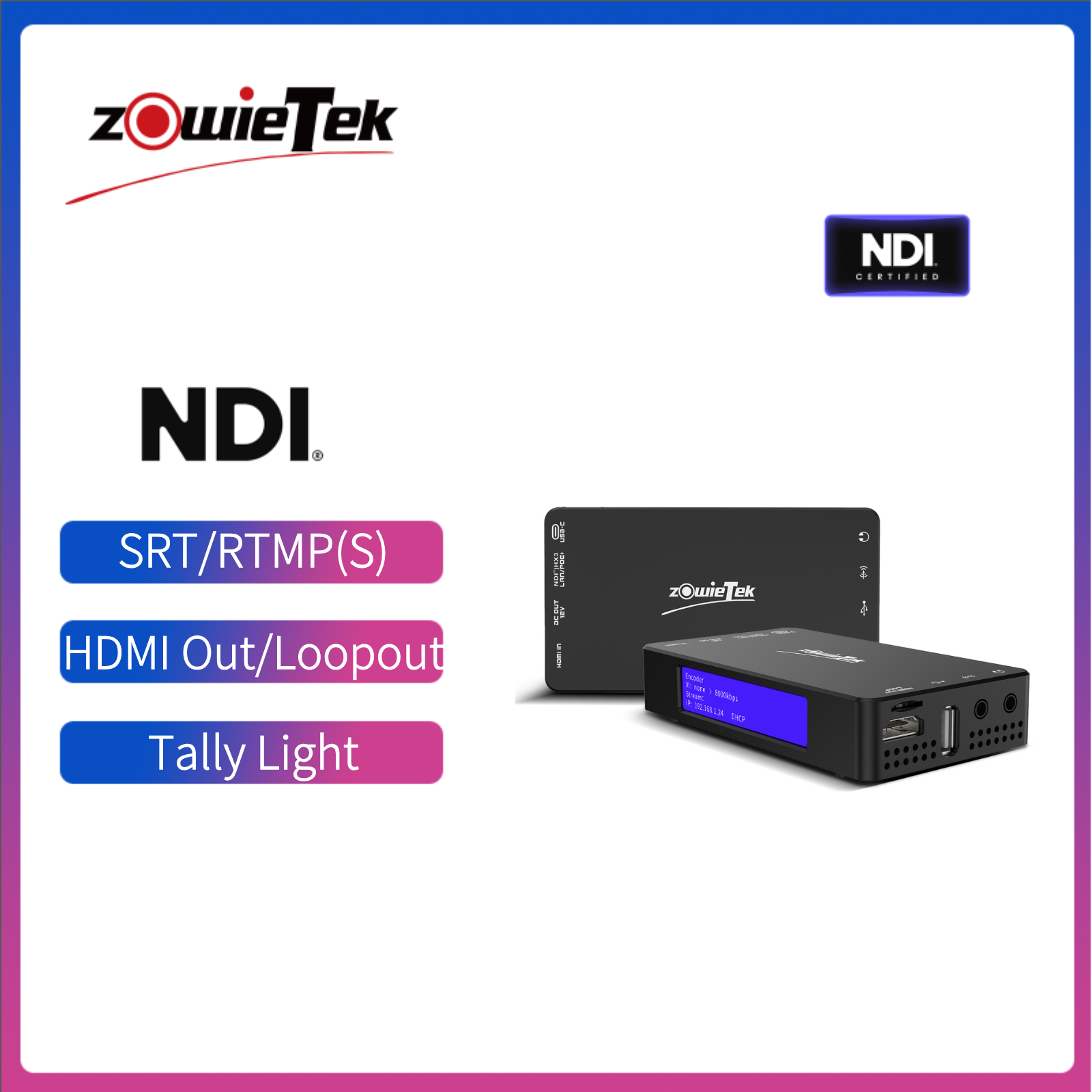 Видеокодер/декодер 4K NDI HDMI, вход/выход UVC, видеозахват, SRT, RTMP(S), RTSP, прямая трансляция на Youtube/ Facebook, живые мероприятия