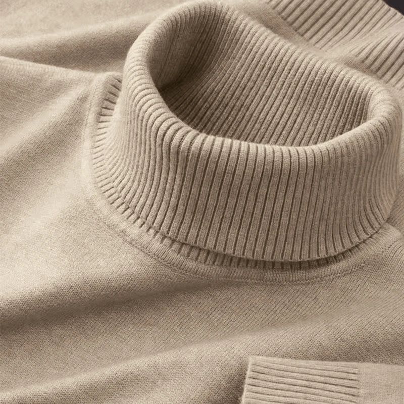 2025 neue Herren Gestrickte Pullover Einfarbig Rollkragen Atmungsaktive Pullover Warme Outdoor Grundlegende Streetwear herbst Business Tops