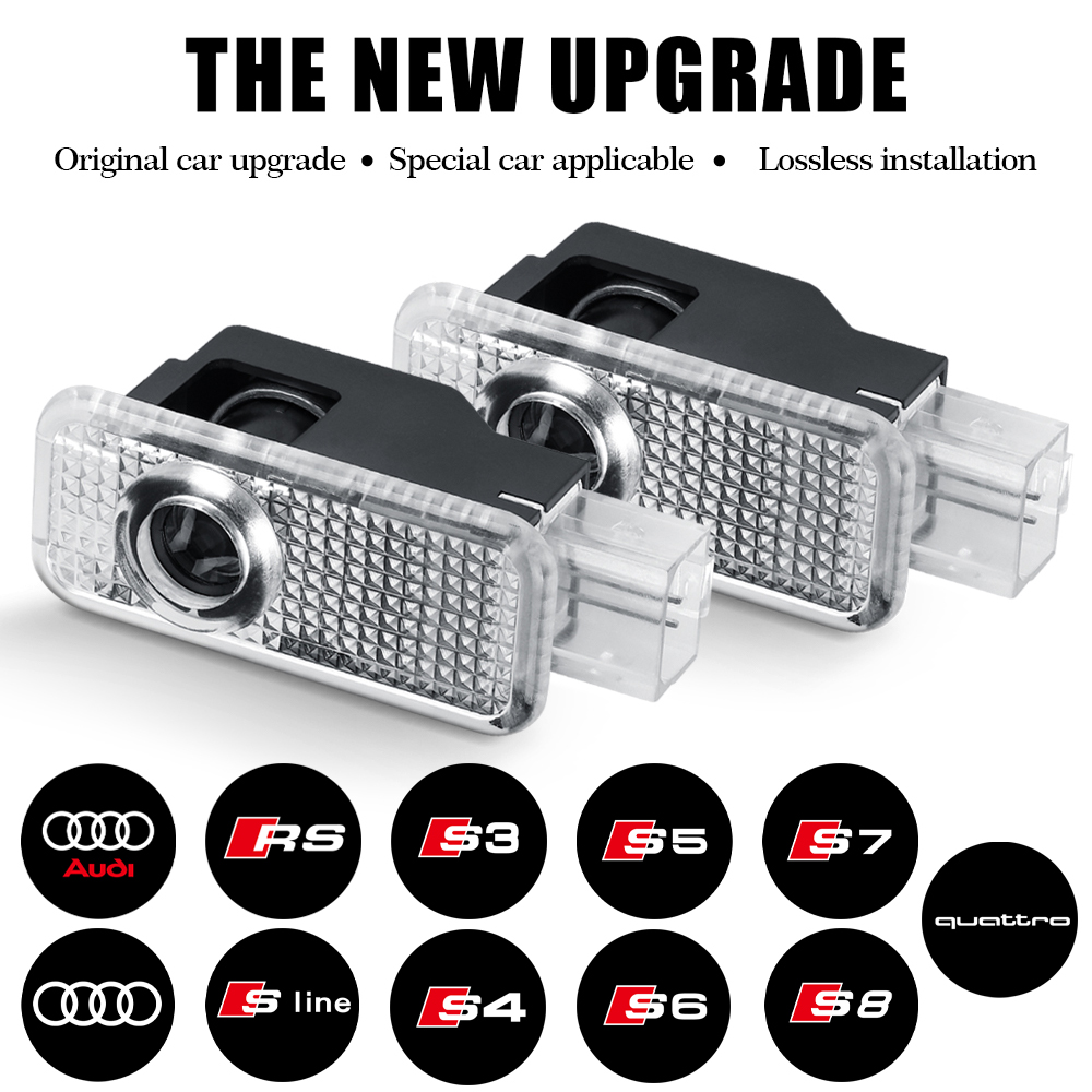 Luz de bienvenida con logotipo LED para puerta de coche, lámpara de Proyector láser para Audi Sline S3, S4, S5, S6, S7, RS Quattro, Q7, Q5, Q3, A4, B8, 8P, A3, A6, C7, A5, A6L