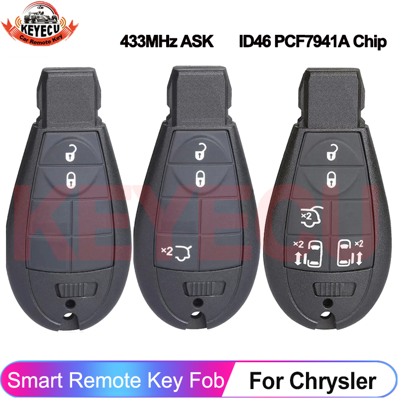 KEYECU 433MHz ID46 M3N5WY783X para Chrysler 300C para Dodge Grand Voyager para Jeep Commander Grand Cherokee llave Fobik remota inteligente