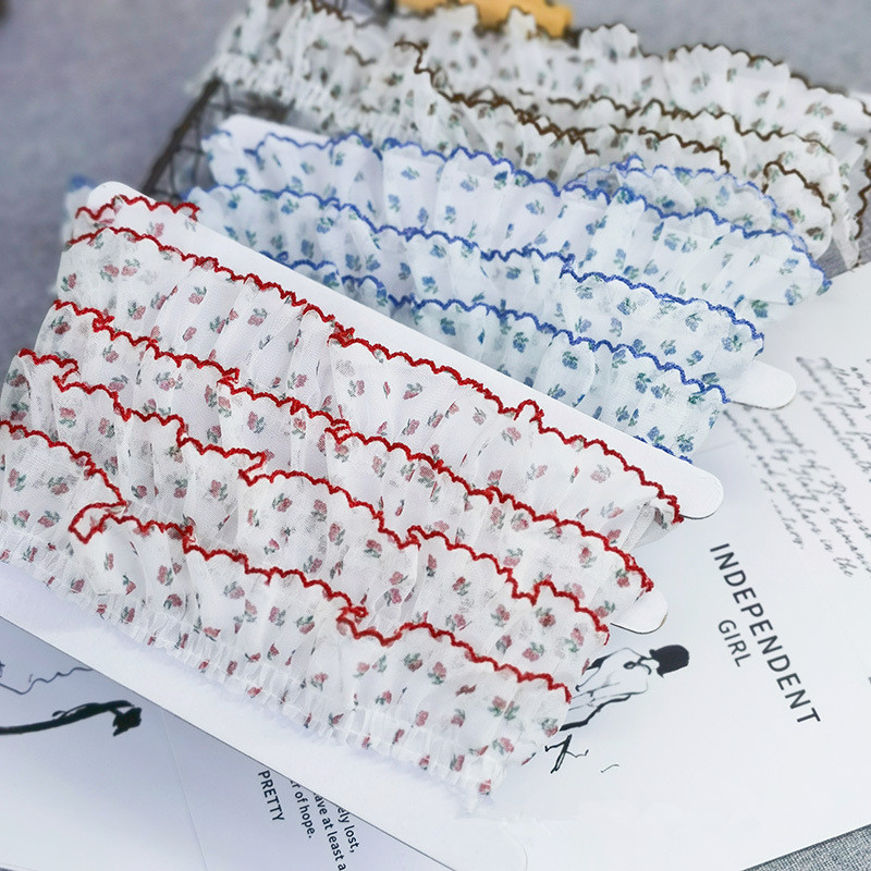 3 เมตร 4 ซม.กว้าง Lolita พิมพ์ตาข่ายจีบลูกไม้ dogtooth ขอบลูกไม้ cuff collar ตกแต่งลูกไม้