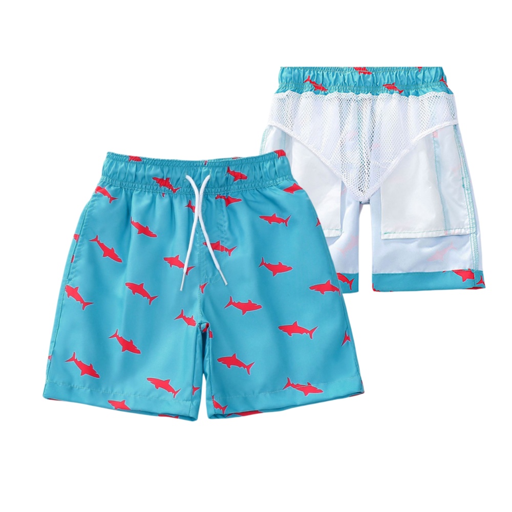 Traje de Baño para Niños con Estampado Hawaiano, Forro de Malla, Cordón Ajustable, Shorts de Playa, Secado Rápido, para Verano