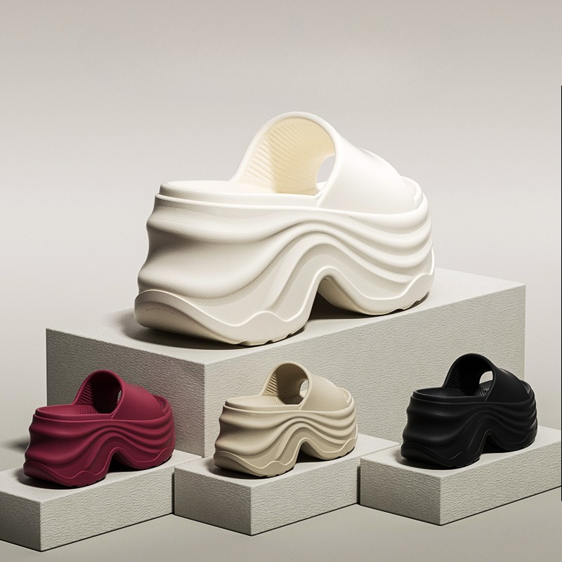 Sandalias de Plataforma EVA de Color Sólido para Mujer, Suela Gruesa Antideslizante, Sandalias de Playa de Verano, Suela Suave, Tacón de Cuña, Zapatos Sin Cordones