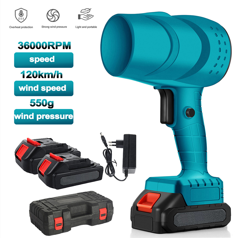 Soplador Eléctrico Inalámbrico de Alta Velocidad de 120 km/h, Soplador Turbo para Nieve y Hojas, Ventilador de Chorro Eléctrico para Makita 21V