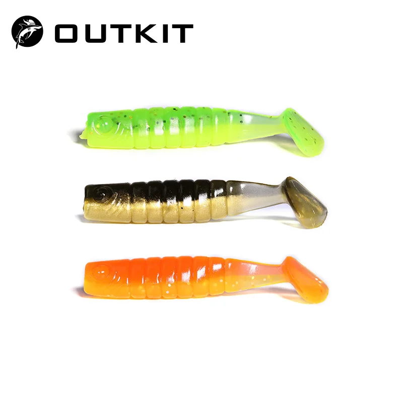 OUTKIT 10 pièces/lot Wobblers Rockfishing leurres souples appâts souples en caoutchouc 4cm 1g pêche ver souple appâts artificiels bar poisson en Silicone