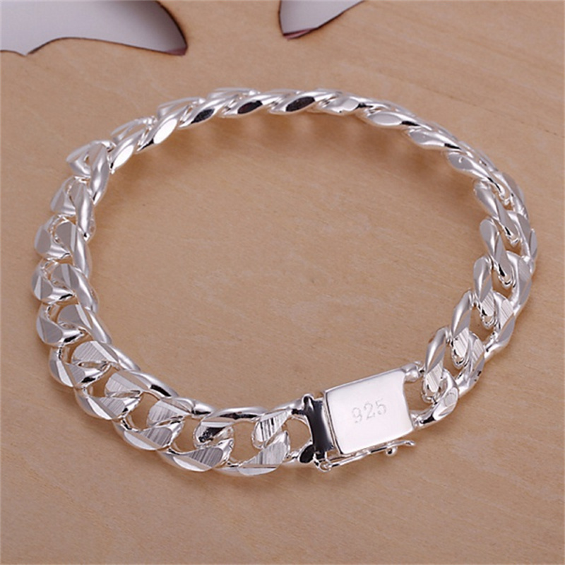 Nouveau bracelet haut de gamme en argent sterling 925 pour femmes et hommes, bijoux à la mode, cadeau pour hommes, 10MM carré, magnifique