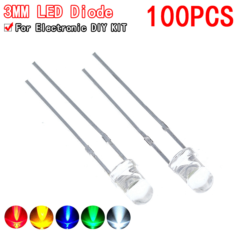 F3 Ultra Bright 3MM Round Water Clear Green/Yellow/Blue/White/Red LED Light Lamp Emitting Diode Dides Kit