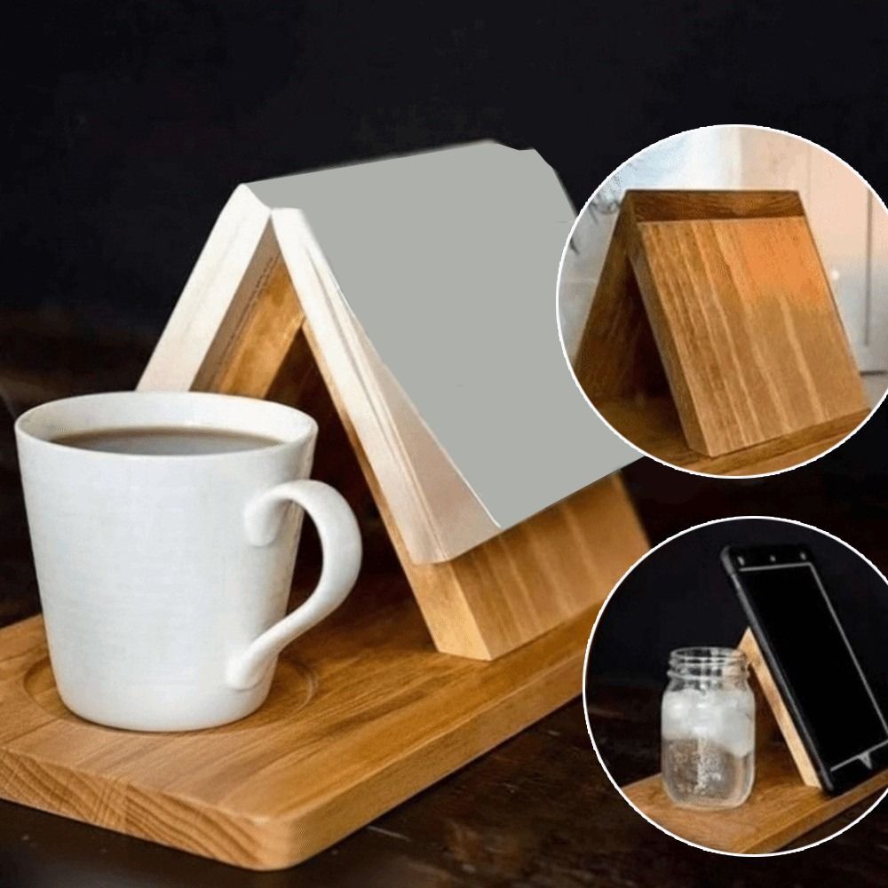 Multi-Functional 2 in 1 Wood Book Stand Reading Book Coffee Organizer Tablet Stand Study Room