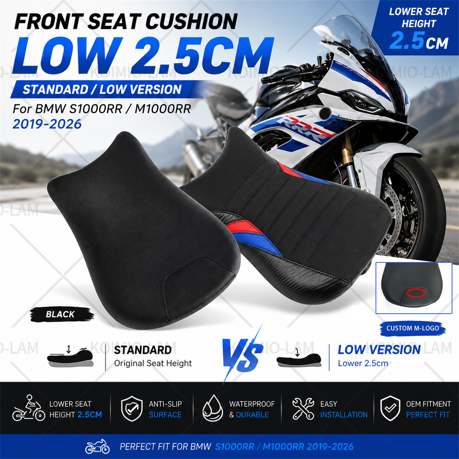 Fit For BMW S1000RR M1000RR 2019 - 2025 Motorcycle Low Front Driver Seat Cushion