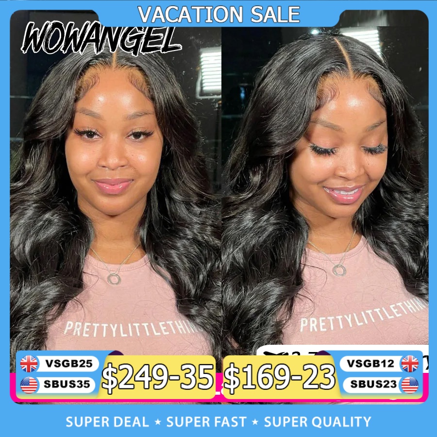 Wow Angel 7x7 HD Parrucche con chiusura in pizzo Parrucche da 34 pollici dell'onda del corpo Capelli Remy 6x6 HD Chiusura in pizzo Parrucche per capelli umani Parrucche Glueless pre pizzicate