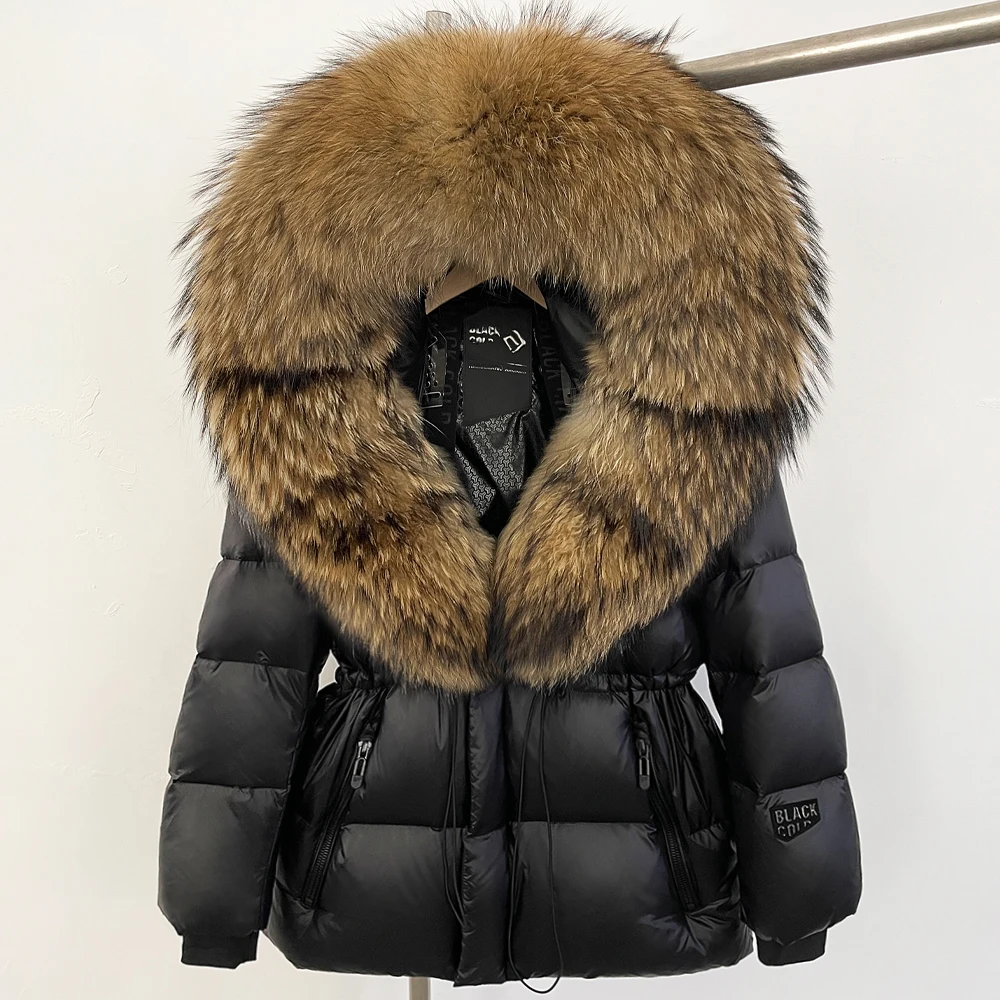 Jaqueta de pele de realidade roupas de inverno mulheres grande casaco de pele de raposa outono quente natural branco ganso pato jaqueta feminina com capuz puffer jaqueta