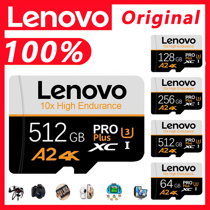 Карта памяти Lenovo Micro TF/SD высокоскоростная 16 ГБ, 32 ГБ, 64 ГБ, 128 ГБ, 256 ГБ, 512 ГБ для мобильных телефонов, камер, планшетов, ПК, ноутбуков