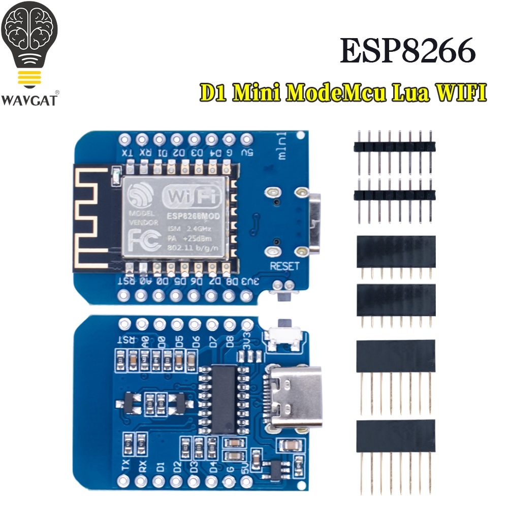 WAVGAT D1 Mini TYPE-C USB ESP8266 ESP-12F CH340G V2 WIFI Макетная плата D1 Mini NodeMCU Lua IOT Board 3,3 В с контактами