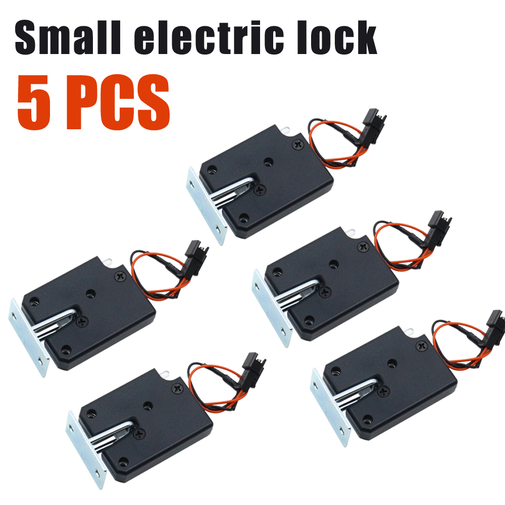 Cerradura eléctrica pequeña DC3v5v12v, mini cerradura de puerta de gabinete, alambre de plástico de titanio, cerradura de control eléctrico, cerradura de gabinete de venta para adultos, 5 uds.