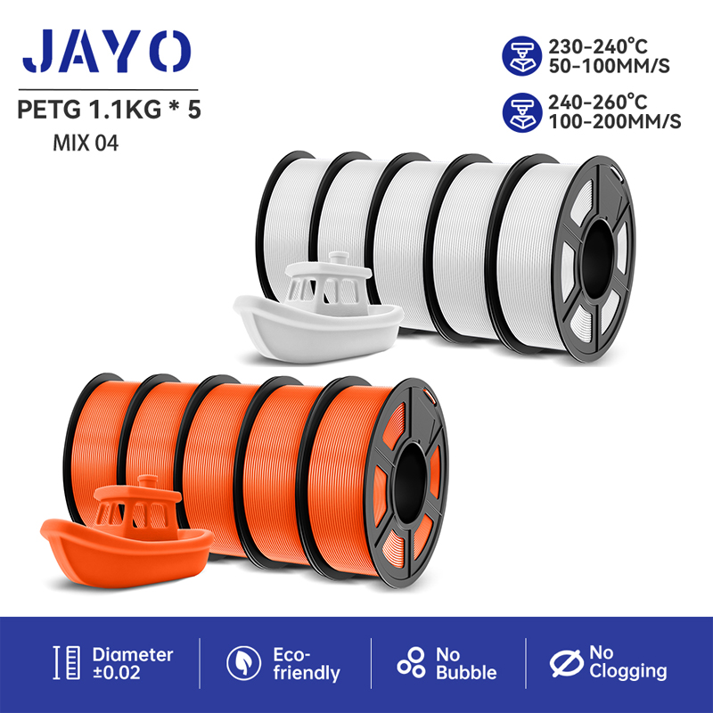 JAYO PETG Filament 3D 1.75mm 10 rouleaux tolérance du diamètre d'imprimante 3D +/-0.02mm lignes de Filament jusqu'à soigneusement matériau haute ténacité