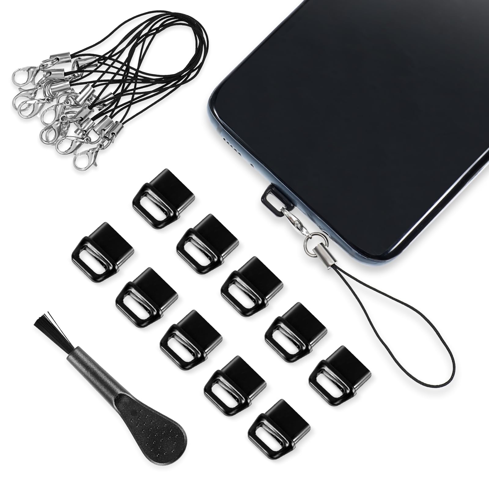 10 stuks USB C-stofdichte stekkers, stofdichte USB Type C-afdekking voor mobiele telefoons om USB-poorten te beschermen, met Easy-Grip Label-lanyard en reinigingsborstel, geschikt voor mobiele telefoons, computers, hoofdtelefoons, enz.