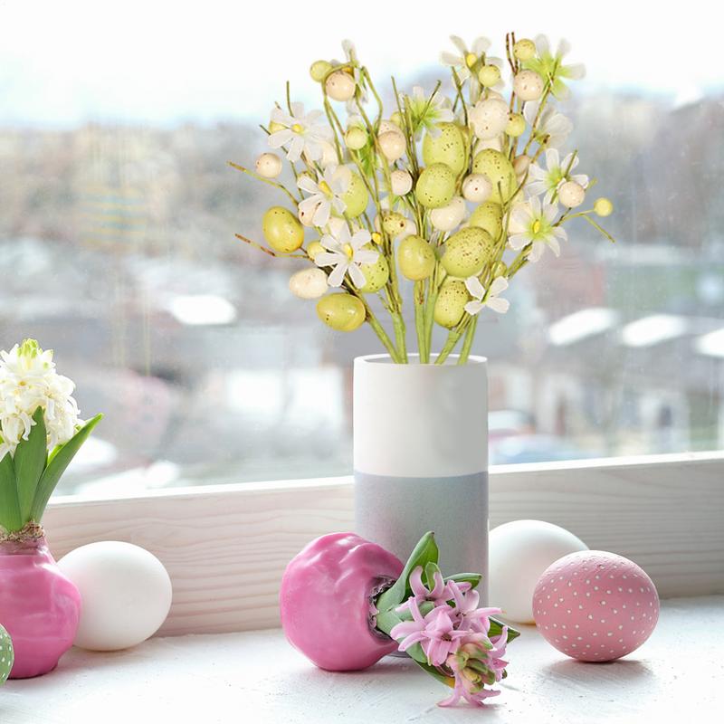 Œufs de pâques pics floraux 6X Branches de brindilles florales fausses tiges de fleurs de printemps Branches de brindille d'oeufs pour pièce maîtresse de Table de remplissage de Vase