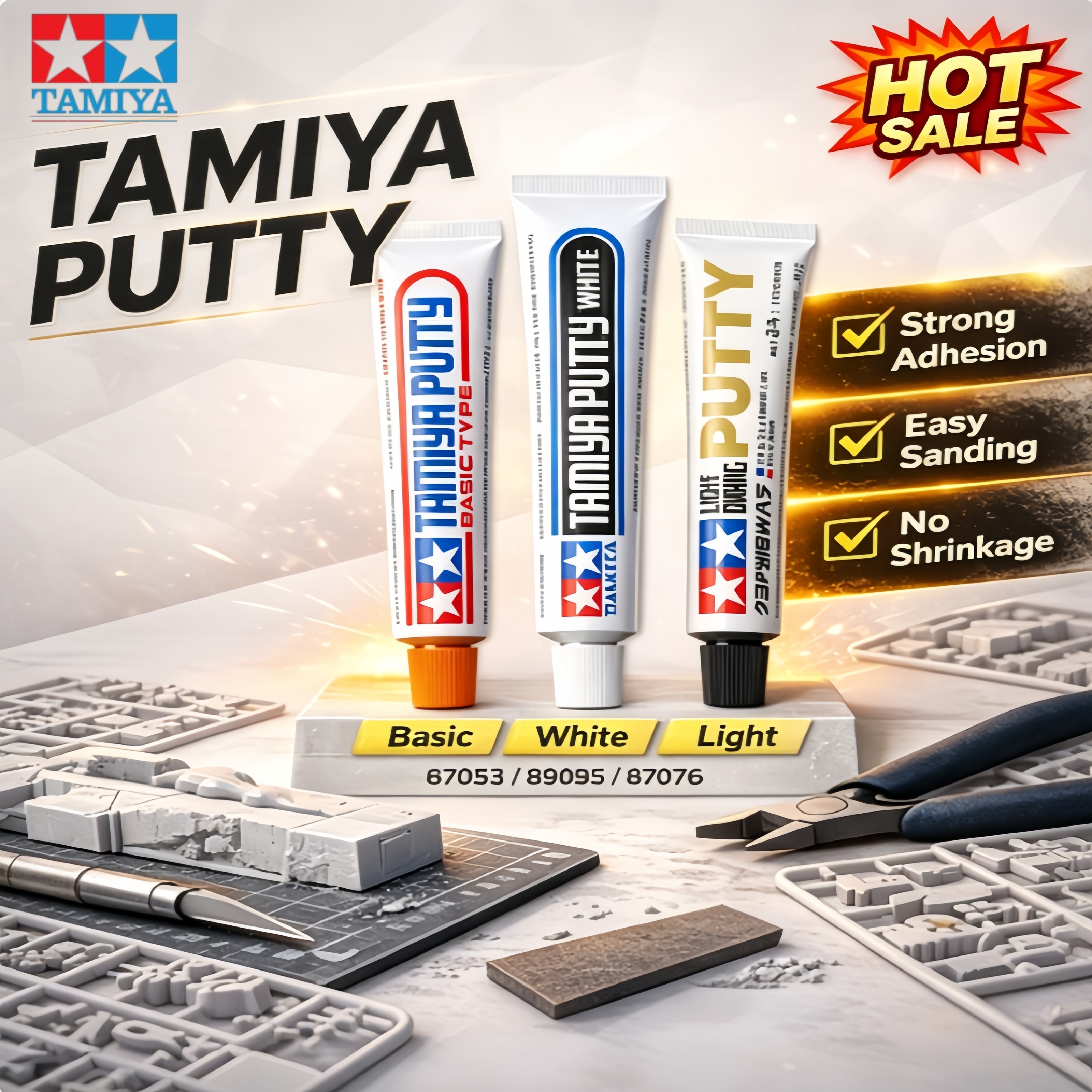 Оптовая продажа Tamiya Putty 87053/87095/87076 Серо-белая зубная паста Модель Инструмент для сборки Фигурка Изготовление моделей Ремонт Конопатка