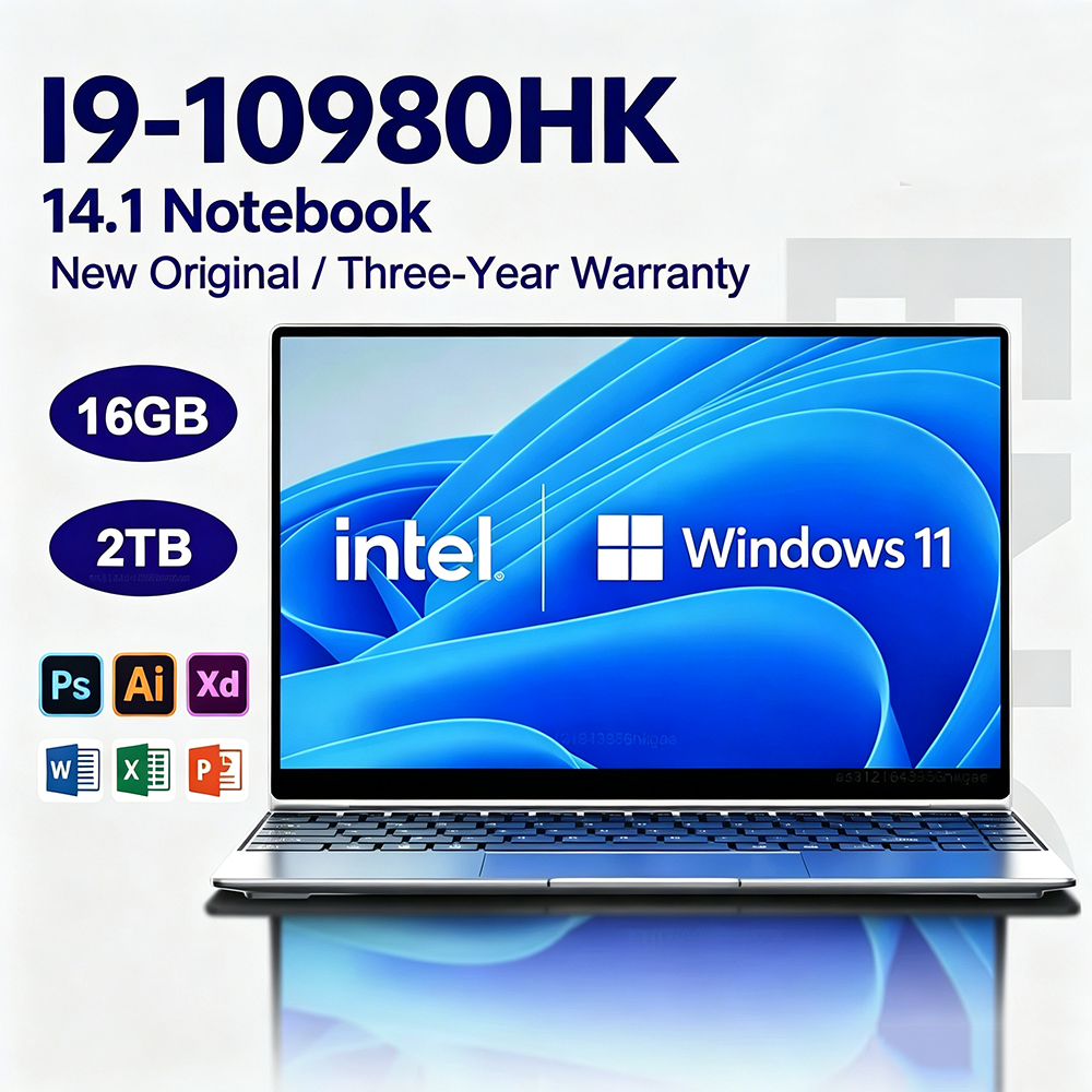 Intel Core I9 10980HK New Ultra Slim Laptop 14.1" 32GB RAM 2TB SSD Gaming PC Office Study Computer PC Windows 11 1920x1080 HD