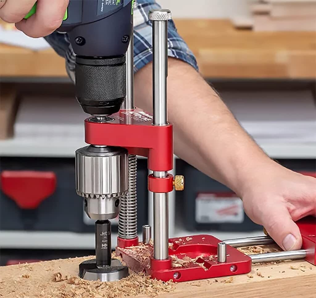 Guía de taladro de línea automática, localizador de taladro portátil para carpintería, posicionador de perforación de agujeros preciso, herramienta de guía de plantilla de taladro de línea automática