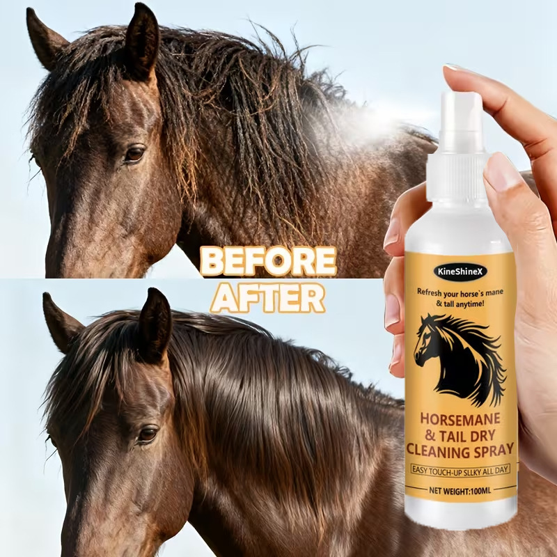 Spray Desenredante para Caballos, Spray Suavizante para Crin y Cola, Sin Enjuague, Resuelve los Problemas de Enredos en Caballos, Apto para Caballos de Todos los Tamaños