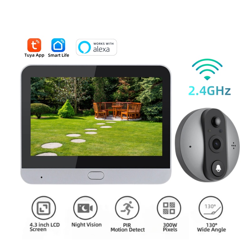 Tuya – caméra oculaire intelligente pour porte de maison, faible consommation, 3MP, Audio bidirectionnel, sans fil, Wifi 2.4G, trous ouverts, sonnette vidéo, fonctionne avec Alexa