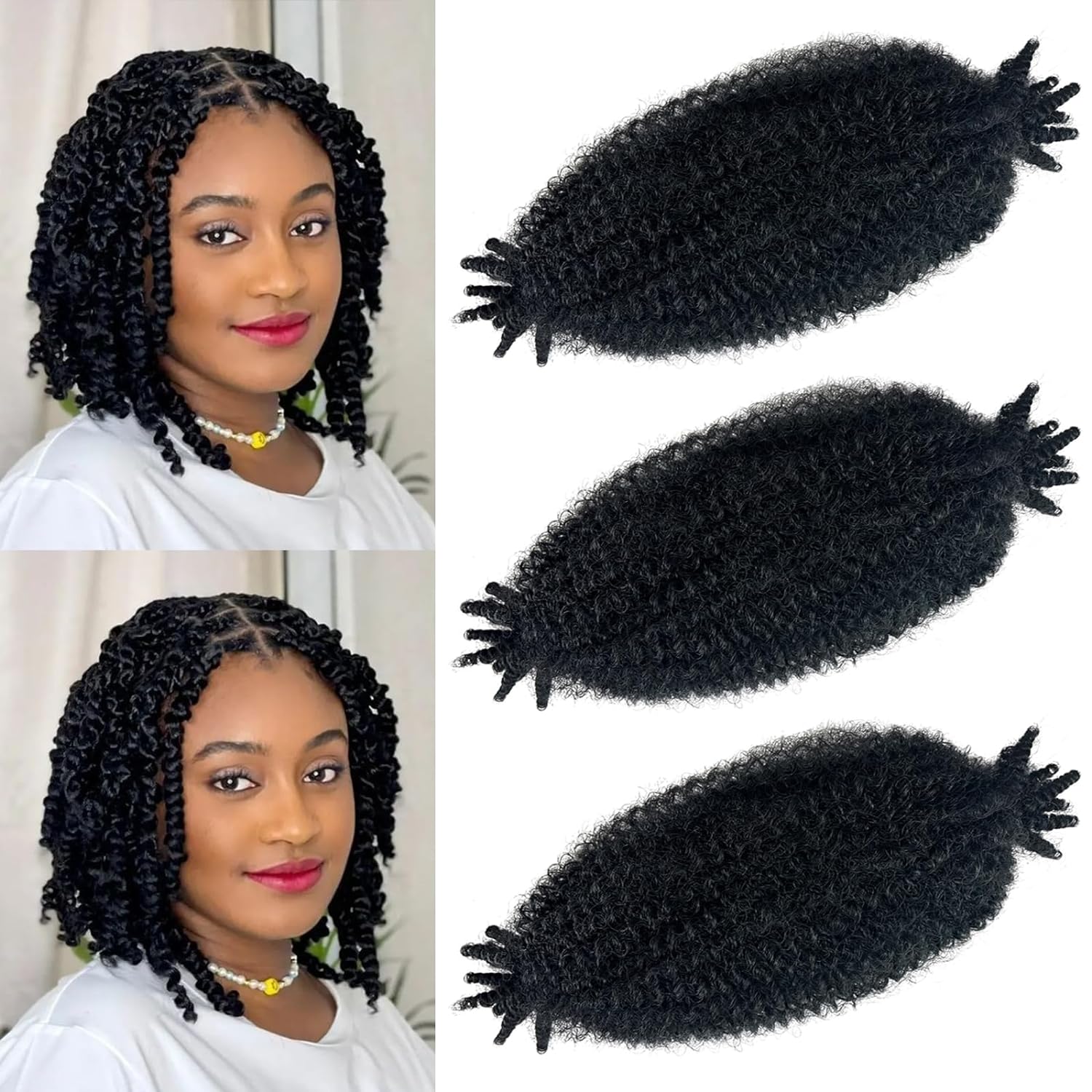 Sprężyste włosy Afro Twist 1/3/8 opakowań wstępnie oddzielone włosy plecione Marley Twist odpowiednie dla uszkodzonych perwersyjnych włosów syntetycznych Afro Twist