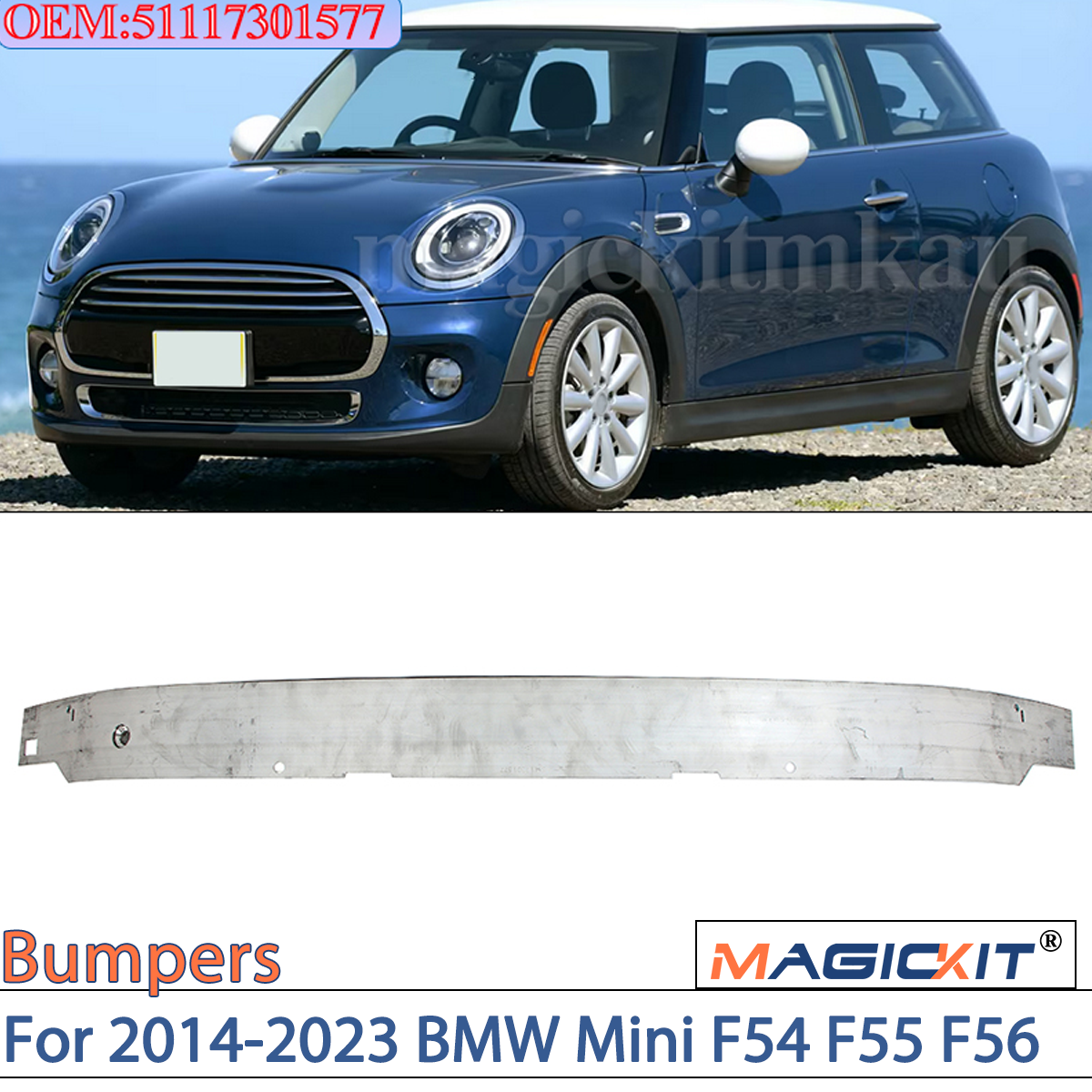 MAGICKIT Frontstoßstangenverstärker Querträger Sturzbügel für 2014–2023 BMW Mini F54 F55 F56 AUTO-Zubehör