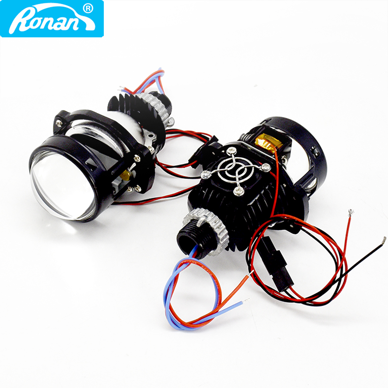 Ronan-mini farol de carro bi-led, tela de 2.0 polegadas, 5500k, para h1, h4, h7, 9005, 9006, luz para motocicleta