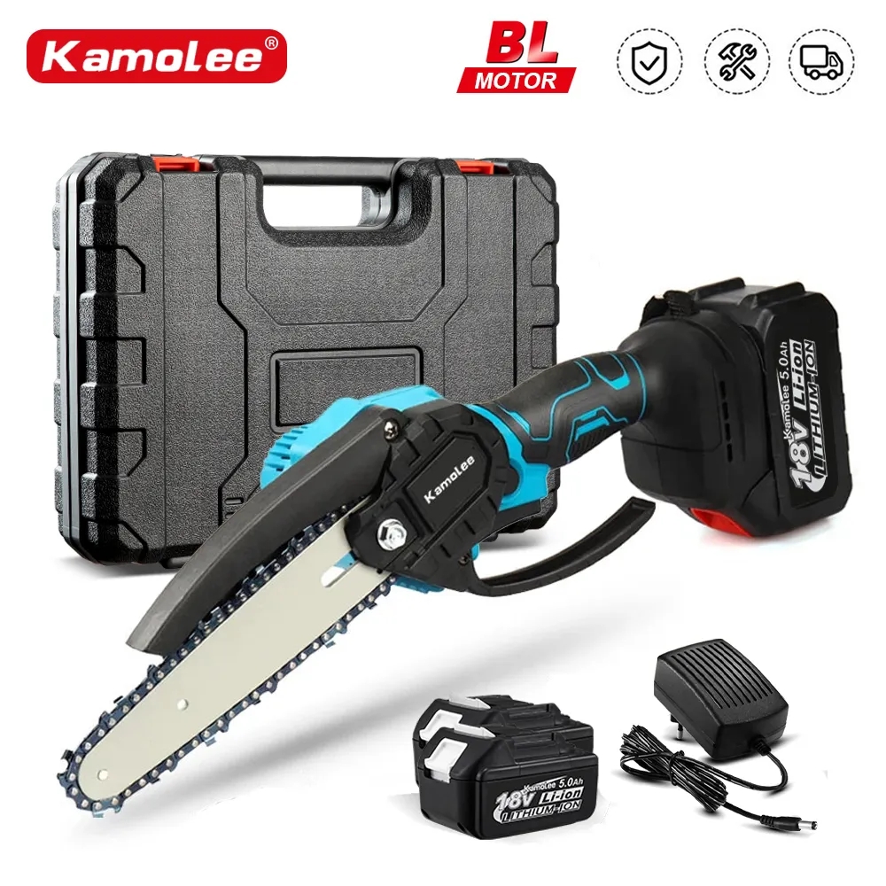 Kamolee Sega a catena elettrica senza spazzole Mini motosega da 8 pollici Taglierina per legno Potatura Utensile elettrico da giardino