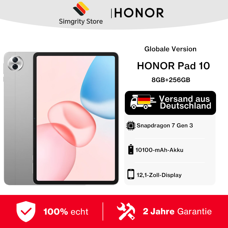 Tablet HONOR Pad 10 8GB+256GB, ekran 12,1 cala 120Hz 2.5K (2560*1600), Snapdragon 7 Gen 3, bateria 10100mAh, MagicOS 9.0 (Android 15), aparat 8MP, Bluetooth 5.3, WIFI 6